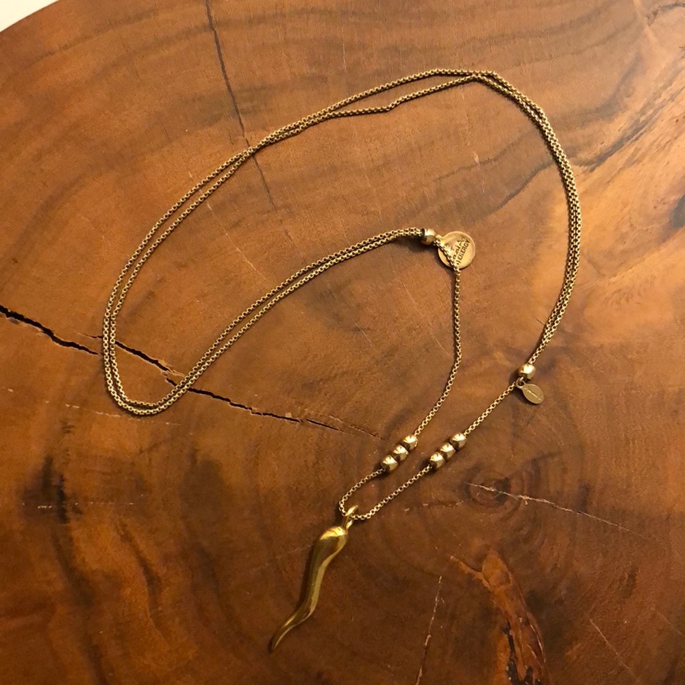 ALEX AND ANI Gold Italian Horn Expandable Necklace